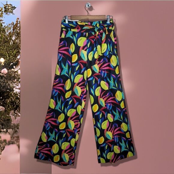 Tabitha Brown Linen 2-Piece Set Lemon Print Bardot and Wide Leg Pant - Picture 4 of 14